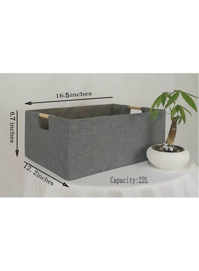 FUULOXE Storage Bin for Shelves Rectangle Closet Baskets Foldable Toy Box with Handles and Sturdy Cardboard for Nursery Home Office Car Dormroom(Grey) - Image 2