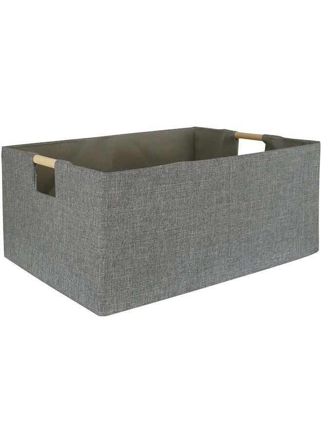 FUULOXE Storage Bin for Shelves Rectangle Closet Baskets Foldable Toy Box with Handles and Sturdy Cardboard for Nursery Home Office Car Dormroom(Grey) - Image 1