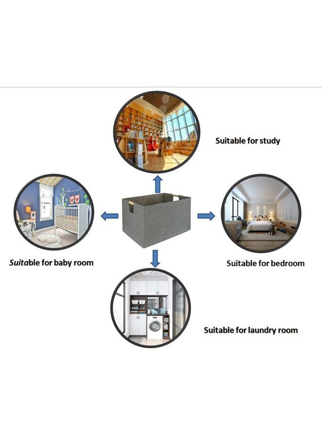 FUULOXE Storage Bin for Shelves Rectangle Closet Baskets Foldable Toy Box with Handles and Sturdy Cardboard for Nursery Home Office Car Dormroom(Grey) - Image 5