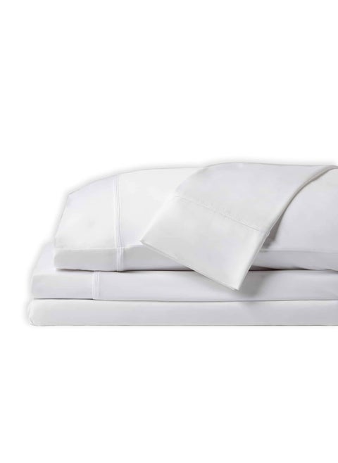 SHEEX Original Performance Sheet Set Cooling Bed Sheet with 1 Flat Sheet 1 Fitted Sheet and 2 Standard Pillowcases Queen Bright White