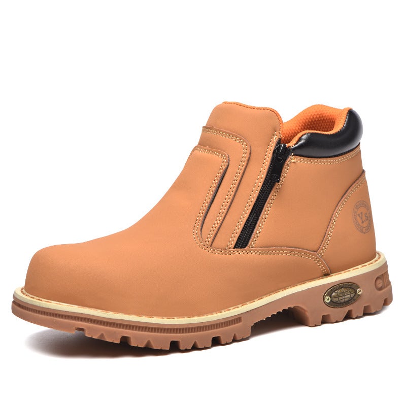 Mens Durable Safety Work Shoes Anti-Smash Anti-Puncture 43 * yellow * 1707 zipper 43 * yellow * 1707 zipper