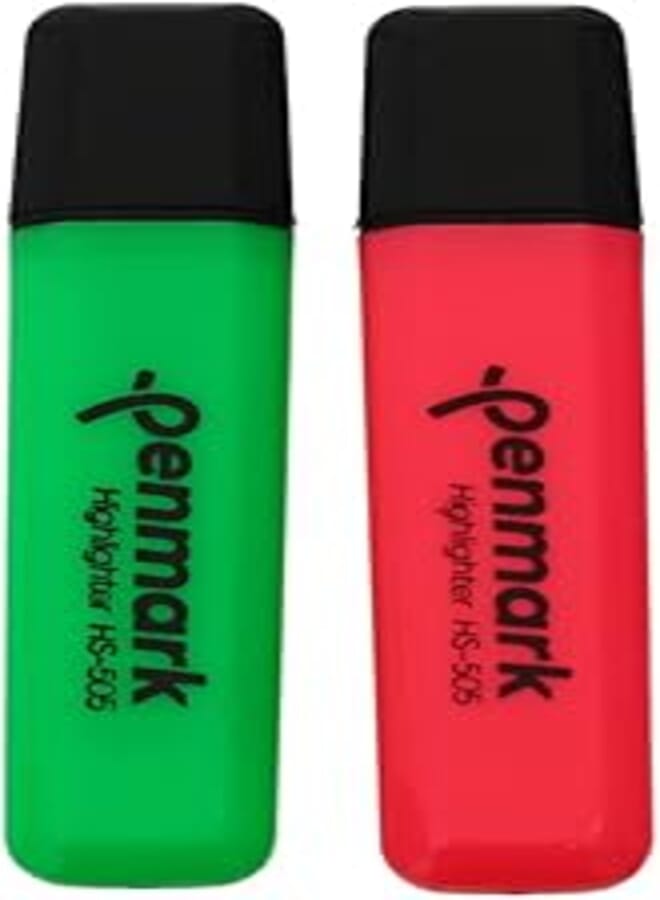 Penmark HS-505 High Quality Neon Permanent Highlighter Pen Set Of 2 Pcs. - Multi Color