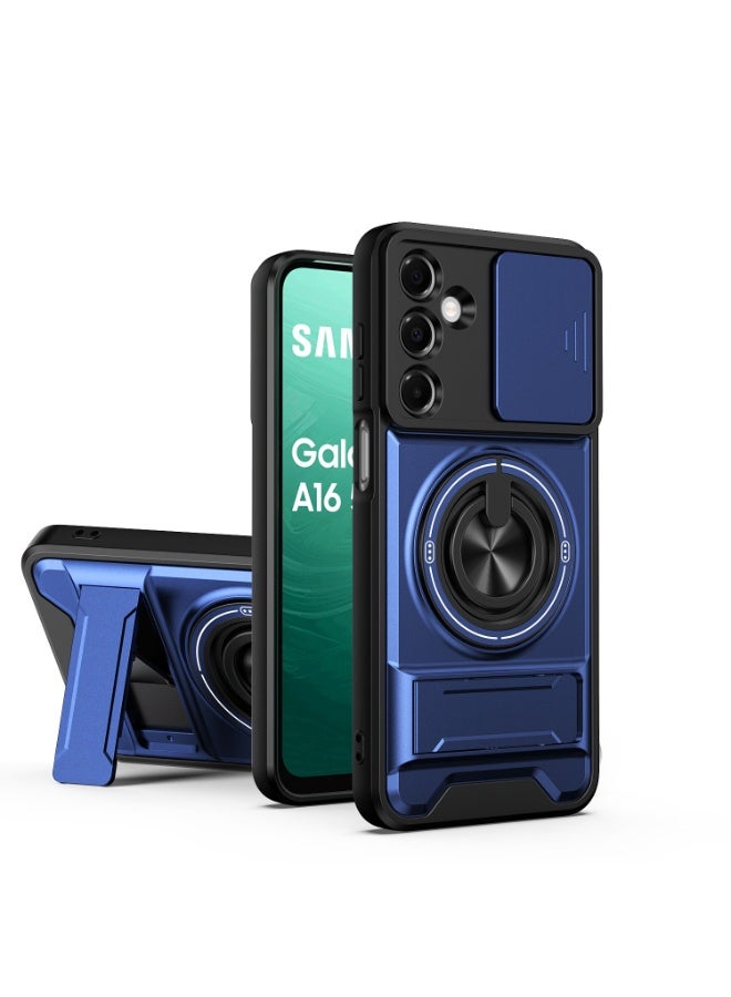 Case Cover Shock Resistant Protect Camera TPU + PC With KickStand Ring Compatible with Samsung Galaxy A15 (Blue)