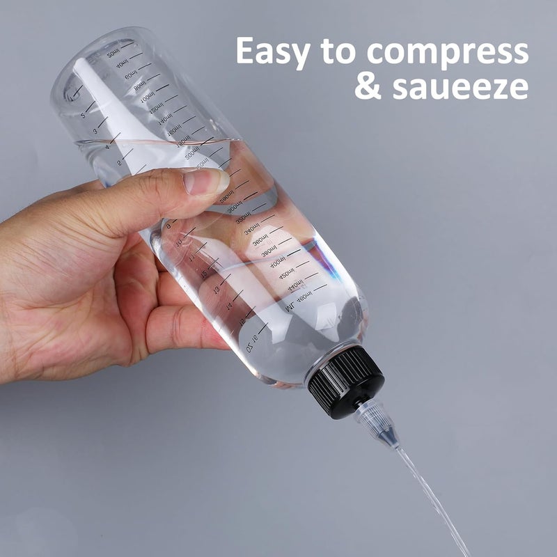 Styquenzer Applicator Bottle for Hair, 2 PCS 16.9oz Clear Squeeze Bottles Plastic Hair Color Bottle Applicator Twist-On Top Tip Cap with Ratio Graduated Scale, Hair Oiling Applicator Hair Oil Container - Image 5
