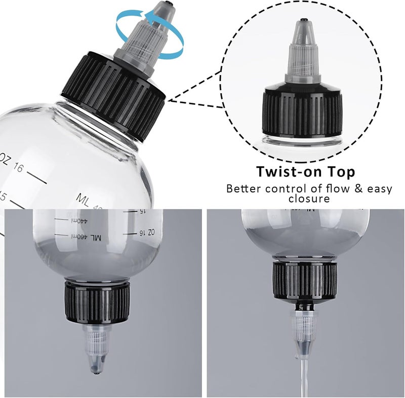 Styquenzer Applicator Bottle for Hair, 2 PCS 16.9oz Clear Squeeze Bottles Plastic Hair Color Bottle Applicator Twist-On Top Tip Cap with Ratio Graduated Scale, Hair Oiling Applicator Hair Oil Container - Image 4