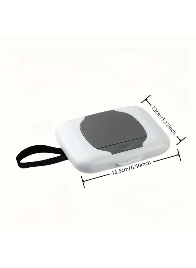Grey Portable Wet Wipe Dispenser Box Hygienic One Touch Travel Case - Image 1