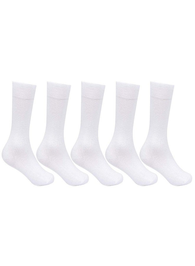 Bonjour Boy's Cotton Calf Socks (Pack of 5) (BRO7001_White_16-Above Yrs) - Image 1