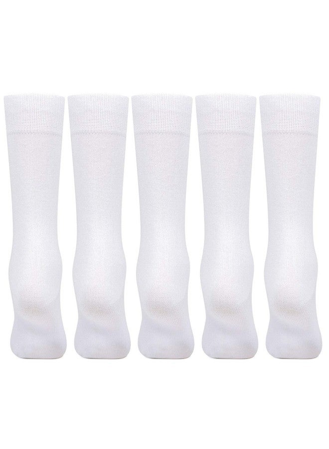 Bonjour Boy's Cotton Calf Socks (Pack of 5) (BRO7001_White_16-Above Yrs) - Image 3