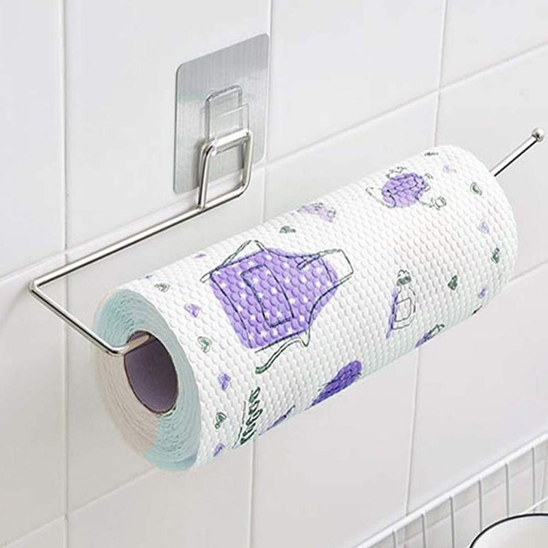 LEXAZO Lexazo Stainless Steel Self Adhesive Napkin Ring Wall Mount Towel Hanging Holder with Magic Adhesive Pad Kitchen Paper Roll Holder Tissue Paper Stand Towel Bar Hanger for Kitchen and Washbasin use  - Image 1
