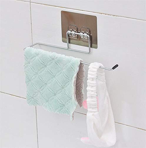 LEXAZO Lexazo Stainless Steel Self Adhesive Napkin Ring Wall Mount Towel Hanging Holder with Magic Adhesive Pad Kitchen Paper Roll Holder Tissue Paper Stand Towel Bar Hanger for Kitchen and Washbasin use  - Image 3