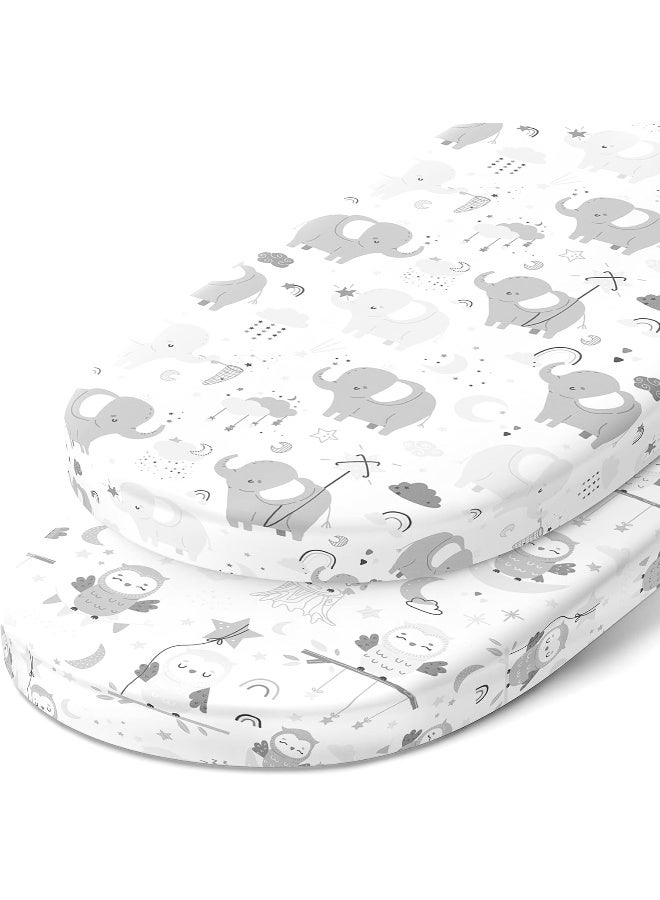 Joey + Joan Joey + Joan Bassinet Fitted Sheets for Delta Children and Simmons Kids Bassinet - Fits 16 x 32 Inch Oval Bassinet Mattress Pad – Snuggly Soft 100% Jersey Cotton – 2 Pack - Image 1