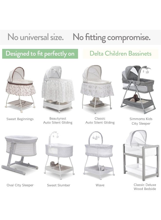 Joey + Joan Joey + Joan Bassinet Fitted Sheets for Delta Children and Simmons Kids Bassinet - Fits 16 x 32 Inch Oval Bassinet Mattress Pad – Snuggly Soft 100% Jersey Cotton – 2 Pack - Image 2