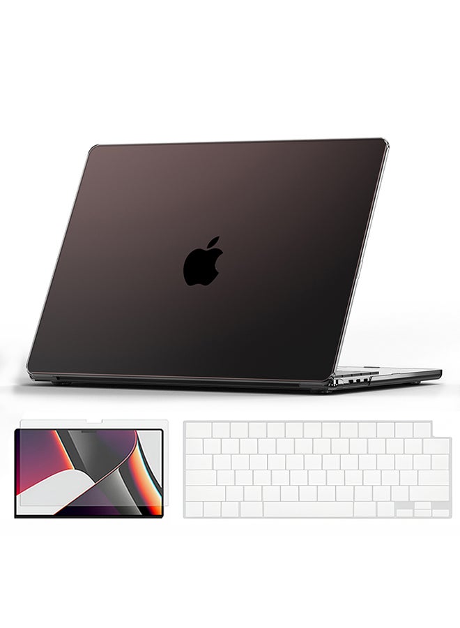 O Ozone Ultra-thin Super Crystal Case Compatible with MacBook Pro 14 (A2442,A2779,A2918,A2992,A3112,A3185,A3401)M4 Case+Keyboard Cover+Protector,Black - Image 1