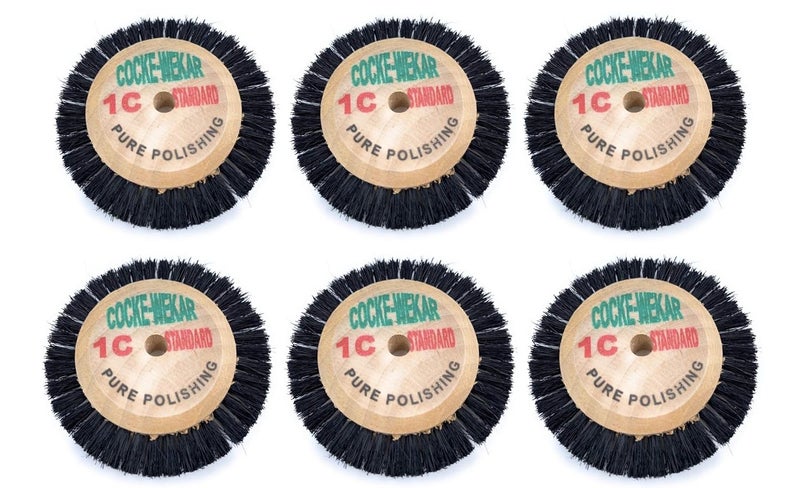 Aone 1C Circular Polishing Brush 1 Row Hard Bristles Wheels 6pcs Pure Chungking Wooden Hub Multipurpose for Dental Work, Jewellery Making & Repair, Watchmaking, Model Making & Hobby Crafts DIY - Image 1