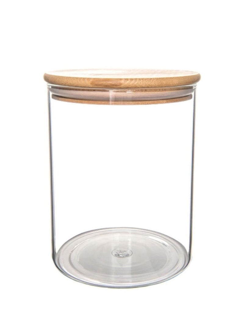 Homesmiths Honey Bee 2 Liter Multipurpose Airtight Round Glass with Bamboo Lid For Kitchen & Pantry  - Image 2