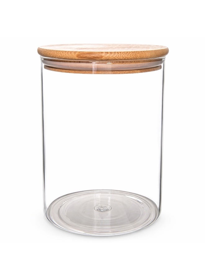 Honey Bee 2L Borosilicate Glass Storage Jar with Bamboo Lid, Airtight Kitchen Container for Rice, Pasta, Flour, Sugar, Coffee, Pantry Organizer Large Glass Canister - Image 1