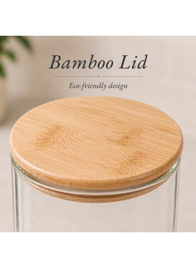 Honey Bee 2L Borosilicate Glass Storage Jar with Bamboo Lid, Airtight Kitchen Container for Rice, Pasta, Flour, Sugar, Coffee, Pantry Organizer Large Glass Canister - Image 3