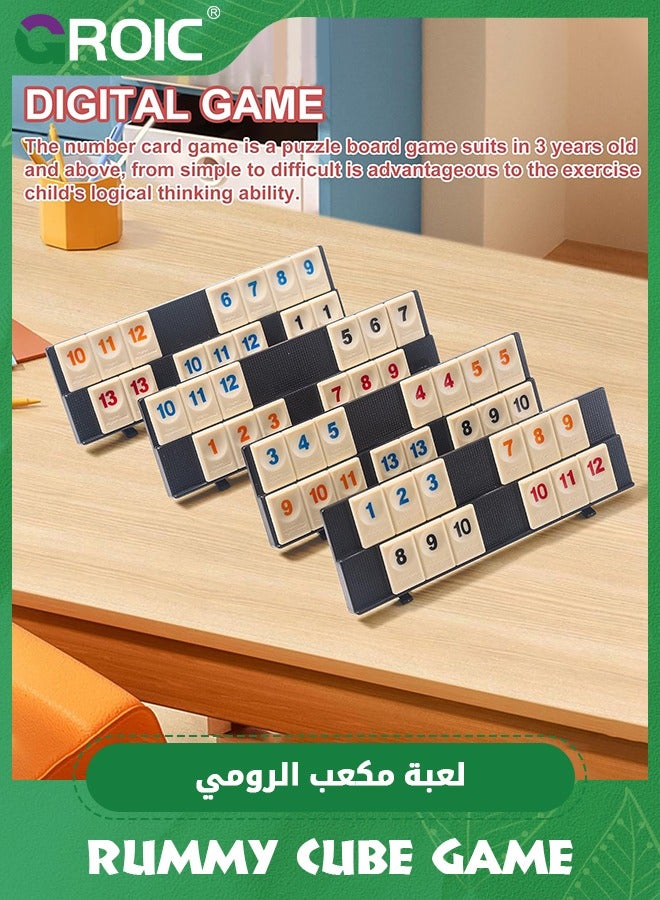 GROIC Rummy Cube Game with 4 Racks, 106 Rummy Cube Game Set with Portable Case, Rummy Tiles Travel Set with 4 Tiles Holders, Family Classic Board Games Learning Puzzle Games for Kids & Aldults - Image 3