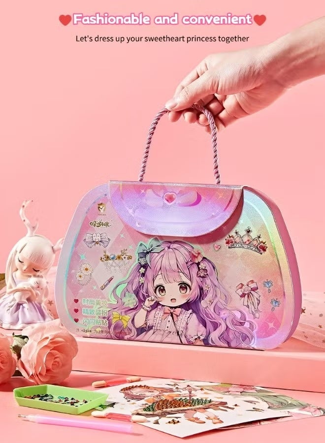 Princess Makeup Stickers Toys Kit 3 in 1 Dress Up Game Set DIY Princess Makeup and Sticker Craft Kit for Girls DIY Paper Makeup Arts and Crafts Real Washable Cosmetic Set Reusable Handmade Set Dress-Up Game & Diamond Painting Set DIY Paper Makeup Arts and Crafts for Girls Ages 3+Years Old - Image 5