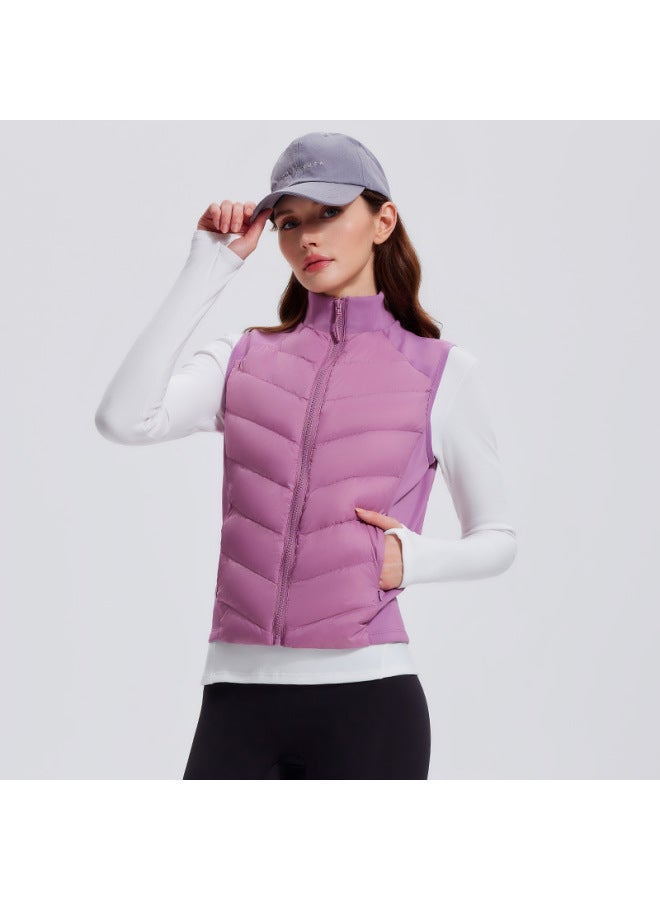 Three-proof Down Jacket Vest Men's And Women's Autumn And Winter Collar Vest Warm Lightweight Outdoor Running Zipper Sleeveless Jacket