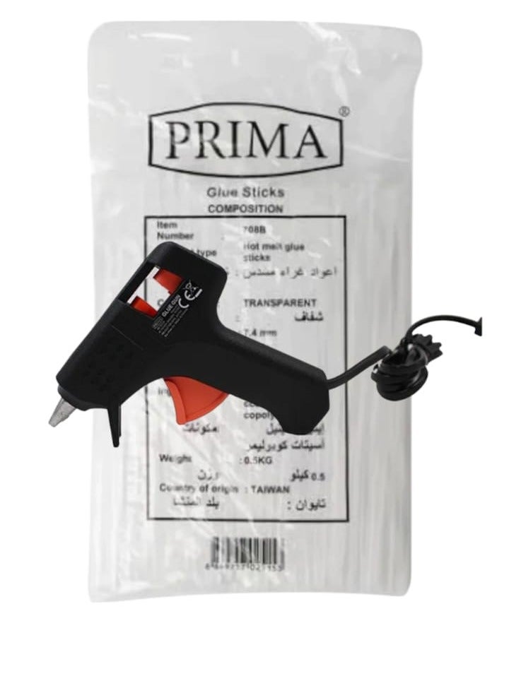 PRIMA 25W Glue Gun  with Transparent Hot Melt Glue Stick for Small Glue Gun 500g Pack - Image 1