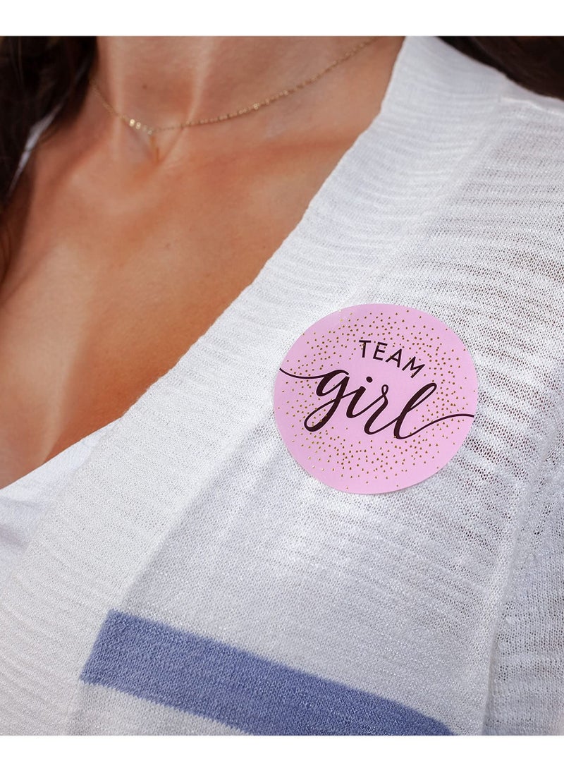 SYOSI - 80 Sheets Gender Display Stickers with Gold Foil for Team Boy and Team Girl Labels Pink and Blue Gender Labels for Party Invitations and Voting Games, Baby Shower Labels (Circle) - Image 1
