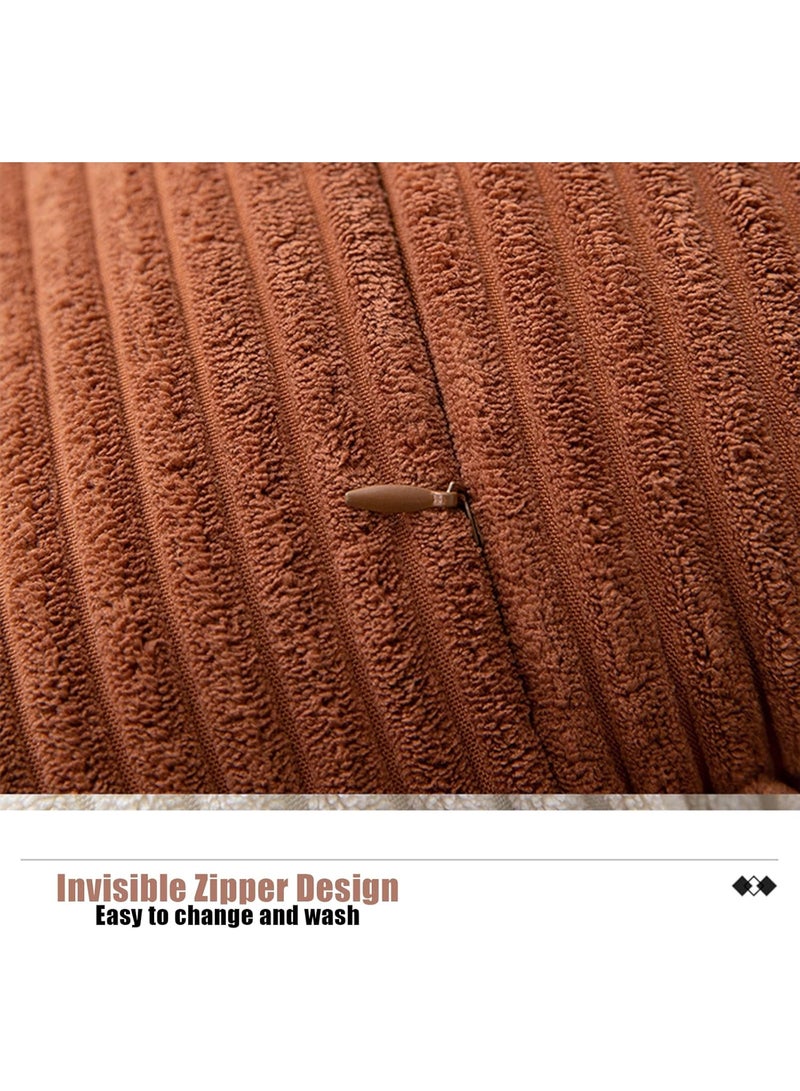 Home Care 2 PCS Rust Color Fall Throw Pillow Covers 18x18 Inch Corduroy Boho Decorative Soft Cushion Cases, Textured Terracotta Accent Home Decoration, for Couch Bed Livingroom 45x45 cm  - Image 3
