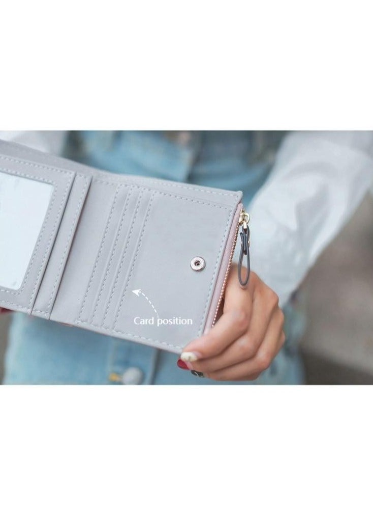Generic - Cute Animal Embroidery Bi-Fold Wallet,Cute Embroidery Wallets for Women, Leather RFID Blocking Small Bifold Wallet with Zipper Coin Purse, Portable and Small Wallets with Embroidered Animal Pattern - Image 1
