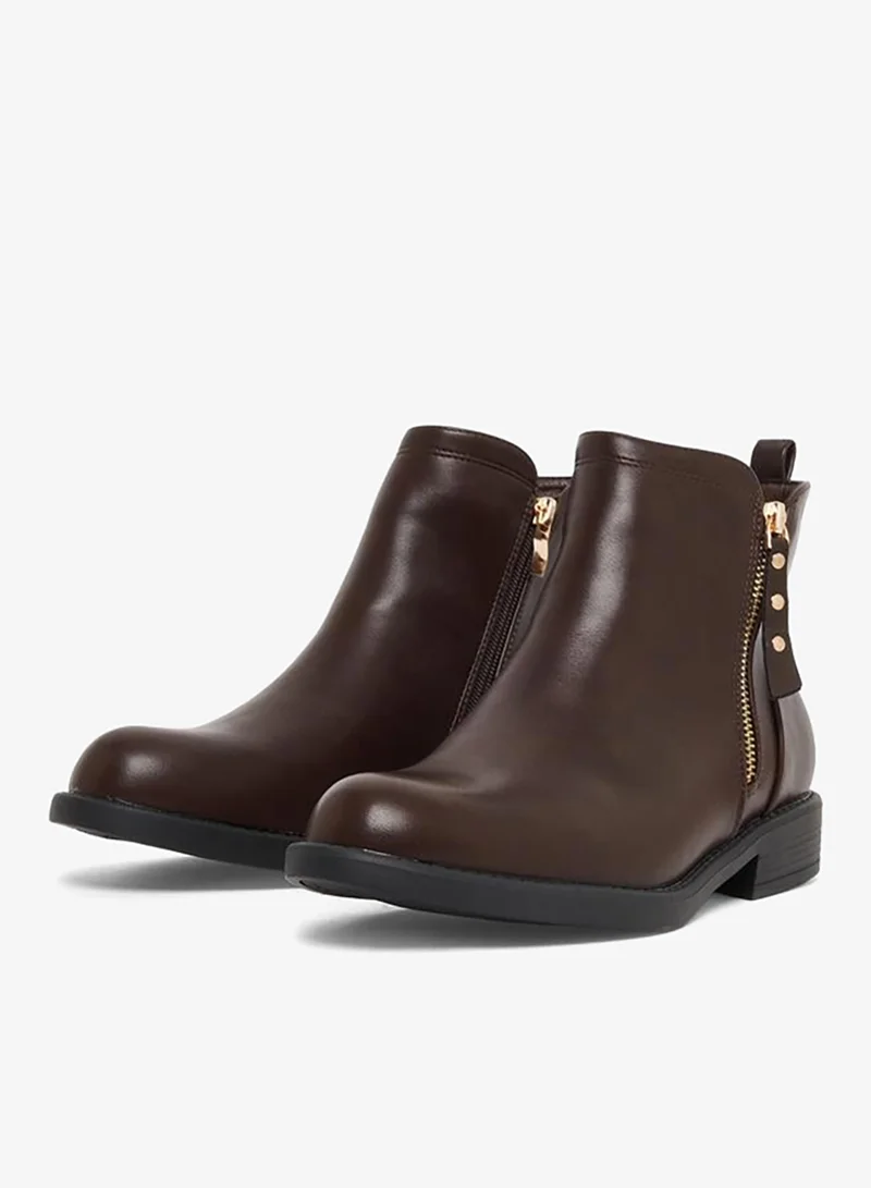 Styli Coffee Brown Ankle Boots