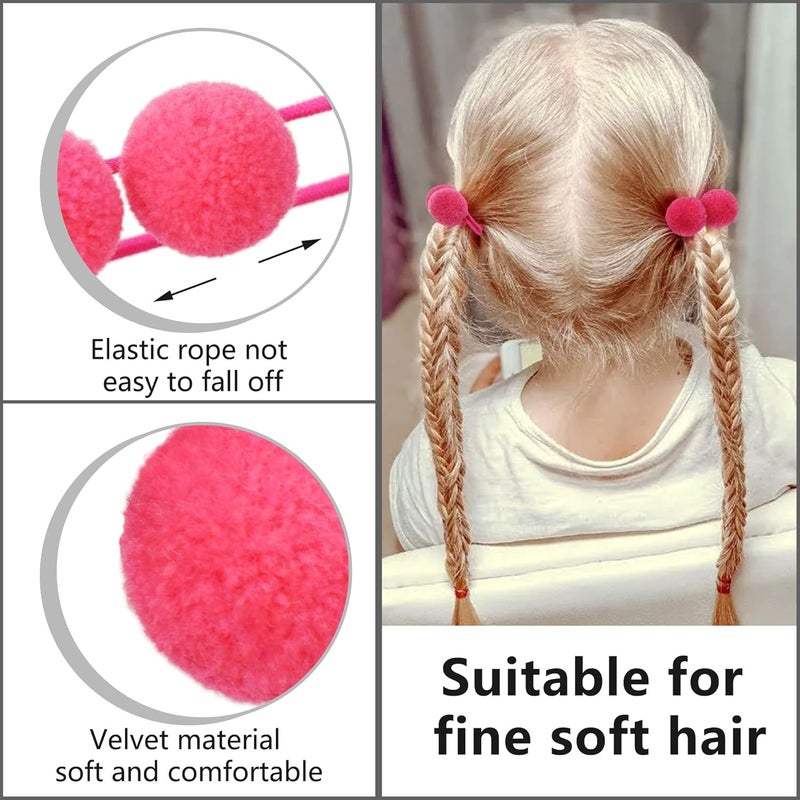 Qearl Hair Ties 40 Pieces Pom Pom Elastic Hair Ties 20 Colors Fluffy Velvet Ponytail Holders and Rubber Bands for Baby Girls Toddlers Infants and Kids - Image 3