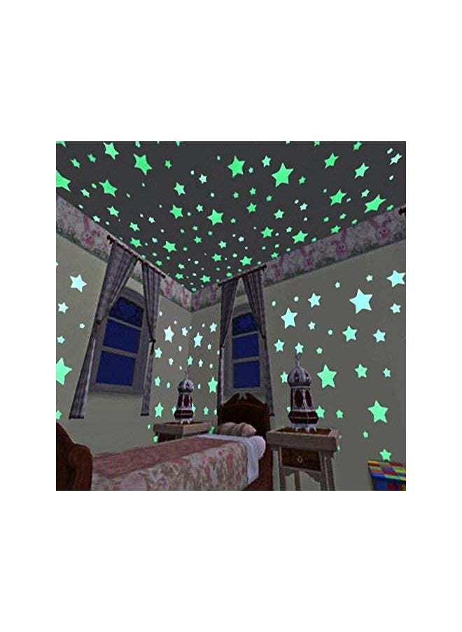 Zaboon - 3D Stars Glow In Dark Luminous Fluorescent Plastic Wall Sticker Home Decor Decal Wallpaper Decorative Special Festivel - Image 1