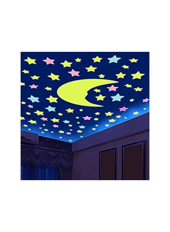 Zaboon - 3D Stars Glow In Dark Luminous Fluorescent Plastic Wall Sticker Home Decor Decal Wallpaper Decorative Special Festivel - Image 1