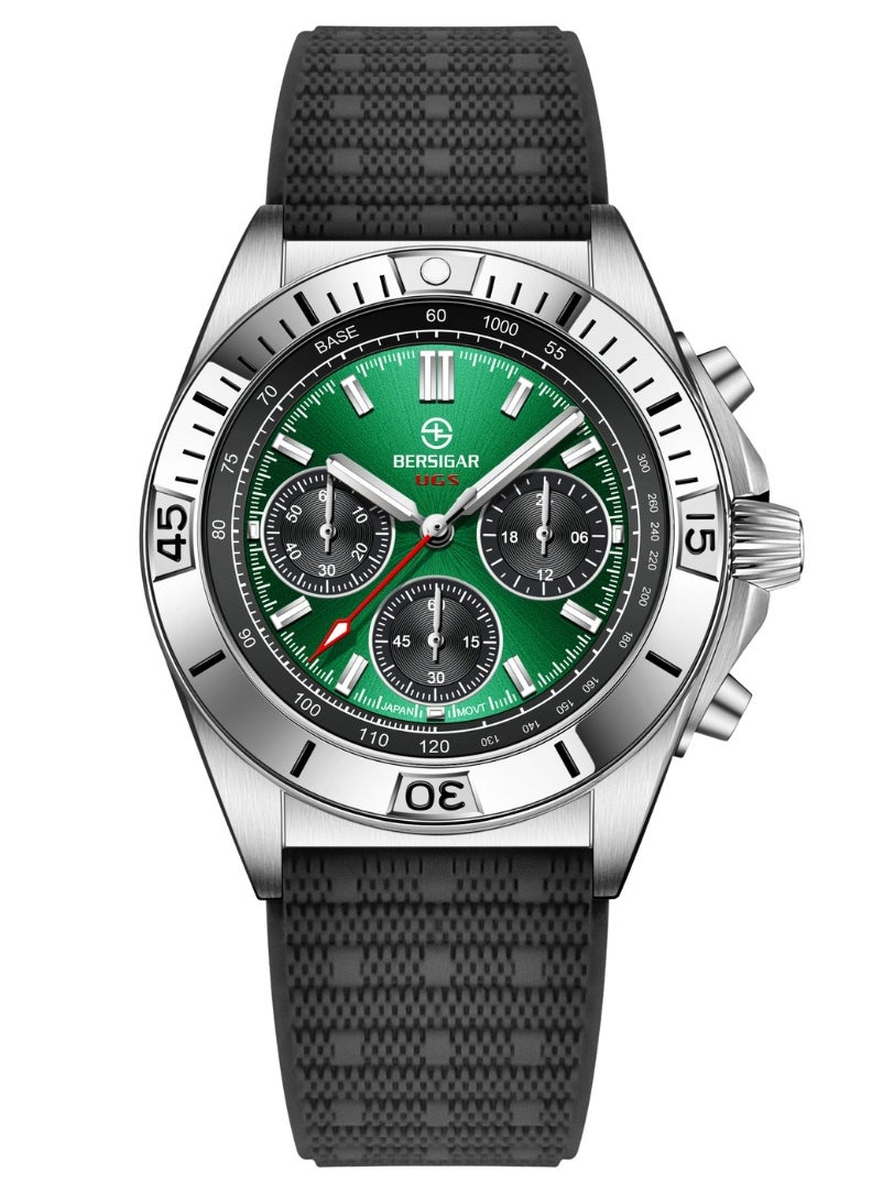 BERSIGAR - Bersigar BG-1705 Bellatrix Stainless Steel Rubber Strap Chronograph Watch - Image 1