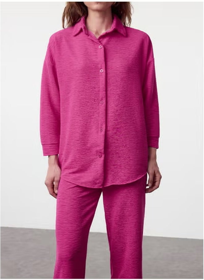 trendyol - Fuchsia Relaxed Cut Knitted Shirt and TrousersTop-Bottom Set TWOAW25AU00114 - Image 1