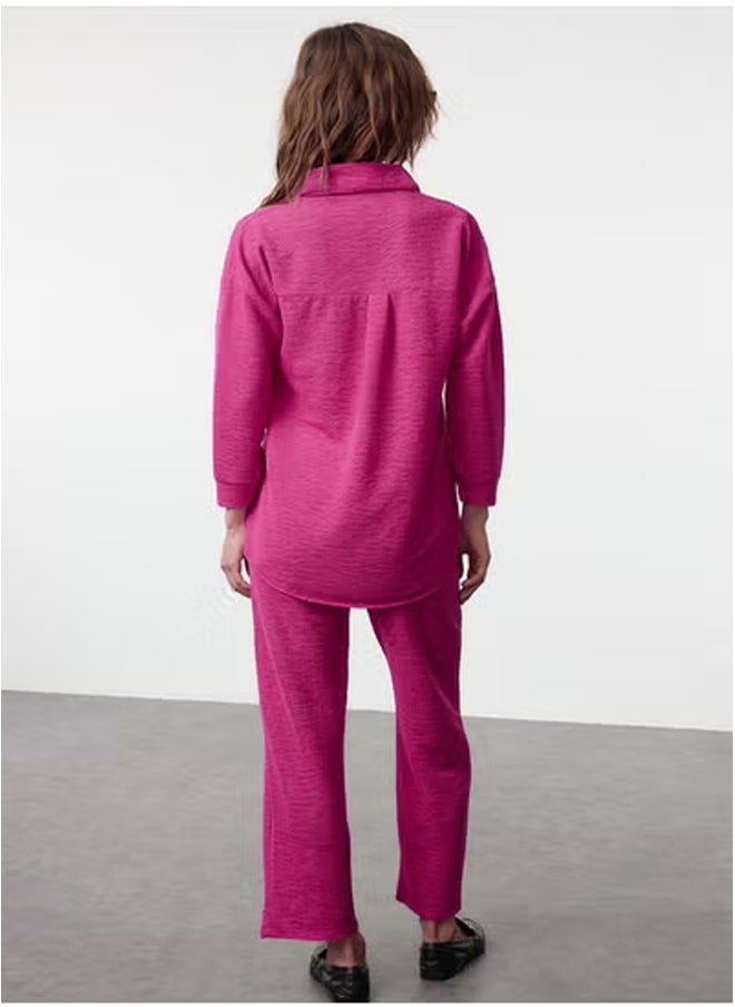 trendyol - Fuchsia Relaxed Cut Knitted Shirt and TrousersTop-Bottom Set TWOAW25AU00114 - Image 1