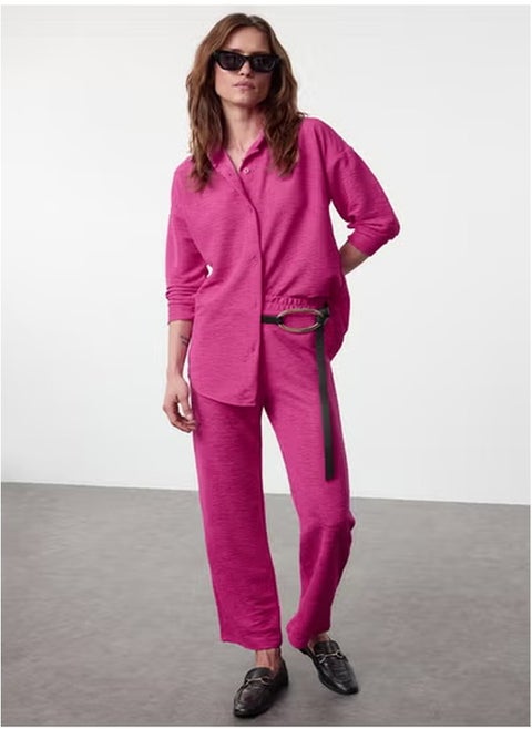 Fuchsia Relaxed Cut Knitted Shirt and TrousersTop-Bottom Set TWOAW25AU00114