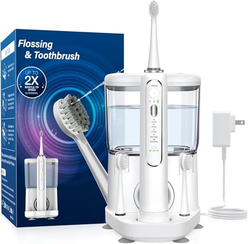ZoCCee Electric Toothbrush with Water Flosser - Wireless Charging 3 in 1 Flossing Toothbrush - 500ML Professional Cordless Brush and Flosser in One - 5 Brush Modes & 3 Floss Speed (White) - Image 1
