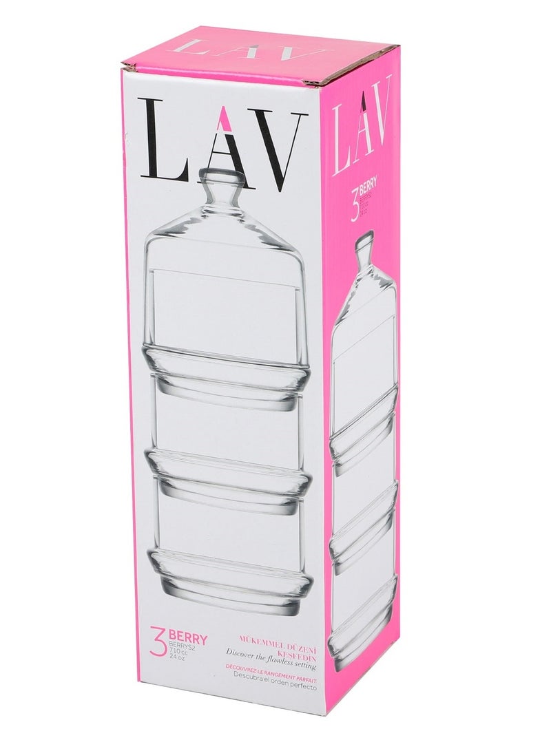 LAV Berry 3-Layer Serving Bowl with Cover – 710cc – Stylish Multi-Tiered Snack and Dessert Server for Home & Entertaining - Image 3