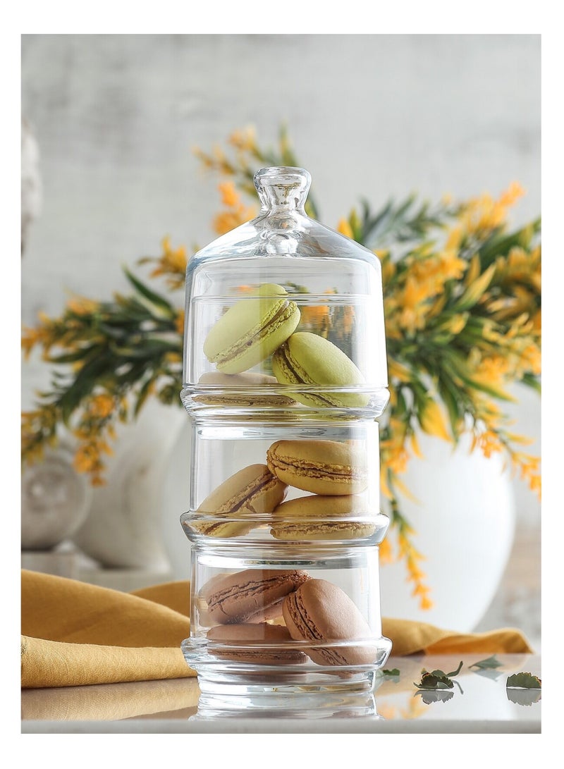 LAV Berry 3-Layer Serving Bowl with Cover – 710cc – Stylish Multi-Tiered Snack and Dessert Server for Home & Entertaining - Image 1