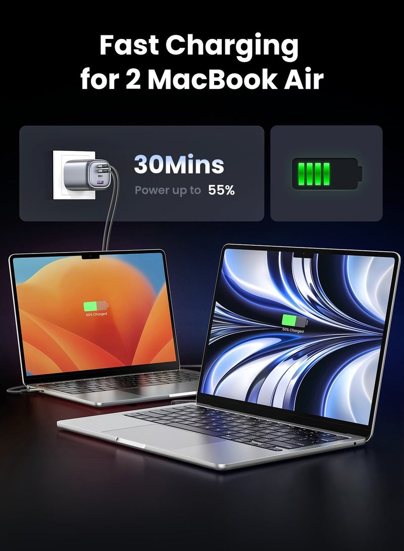 يو جرين شاحن Nexode GaN 100 واط للابتوب USB C ب 4 منافذ مع كابل USB C شاحن حائط  محول طاقة تايب سي قابس المملكة المتحدة محطة شحن USB لسطح المكتب لأجهزة ماك بوك برو اير لينوفو ديل آيفون 17 16 برو ماكس جالاكسي 100 واط 3C1A مع كابل - Image 4