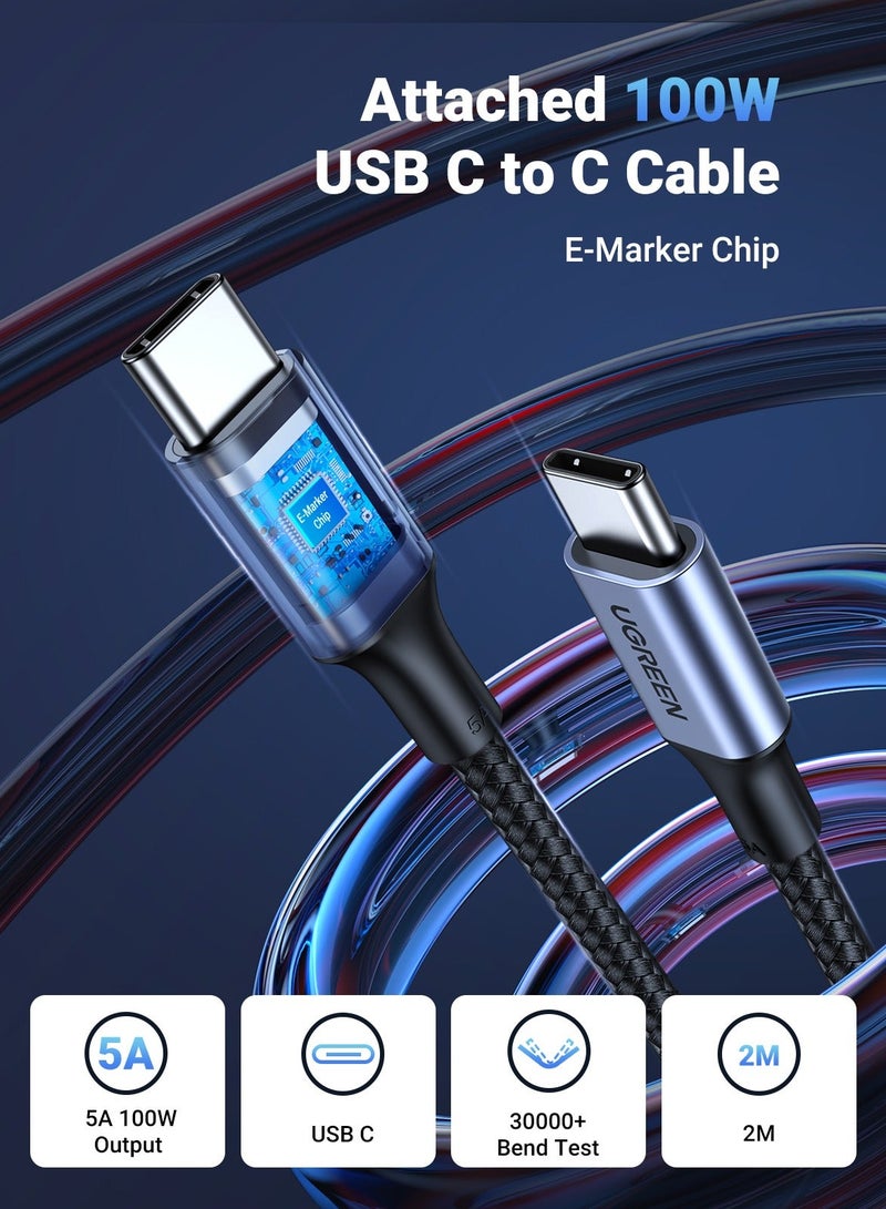 يو جرين شاحن Nexode GaN 100 واط للابتوب USB C ب 4 منافذ مع كابل USB C شاحن حائط  محول طاقة تايب سي قابس المملكة المتحدة محطة شحن USB لسطح المكتب لأجهزة ماك بوك برو اير لينوفو ديل آيفون 17 16 برو ماكس جالاكسي 100 واط 3C1A مع كابل - Image 3