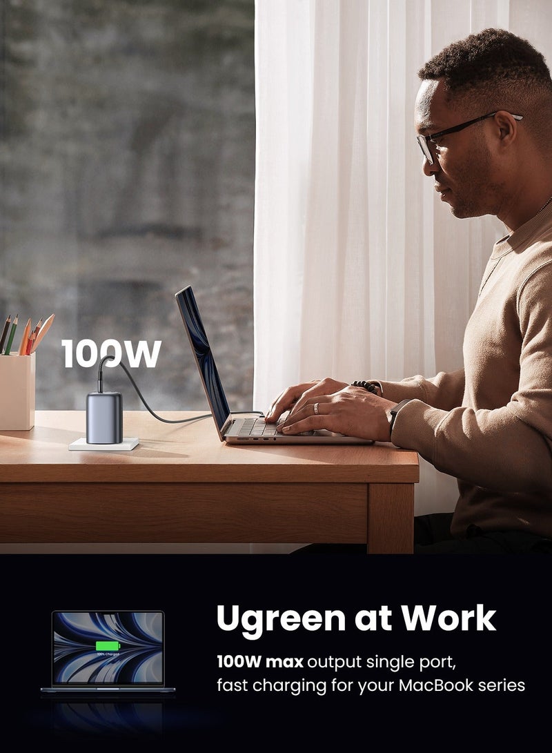 يو جرين شاحن Nexode GaN 100 واط للابتوب USB C ب 4 منافذ مع كابل USB C شاحن حائط  محول طاقة تايب سي قابس المملكة المتحدة محطة شحن USB لسطح المكتب لأجهزة ماك بوك برو اير لينوفو ديل آيفون 17 16 برو ماكس جالاكسي 100 واط 3C1A مع كابل - Image 5
