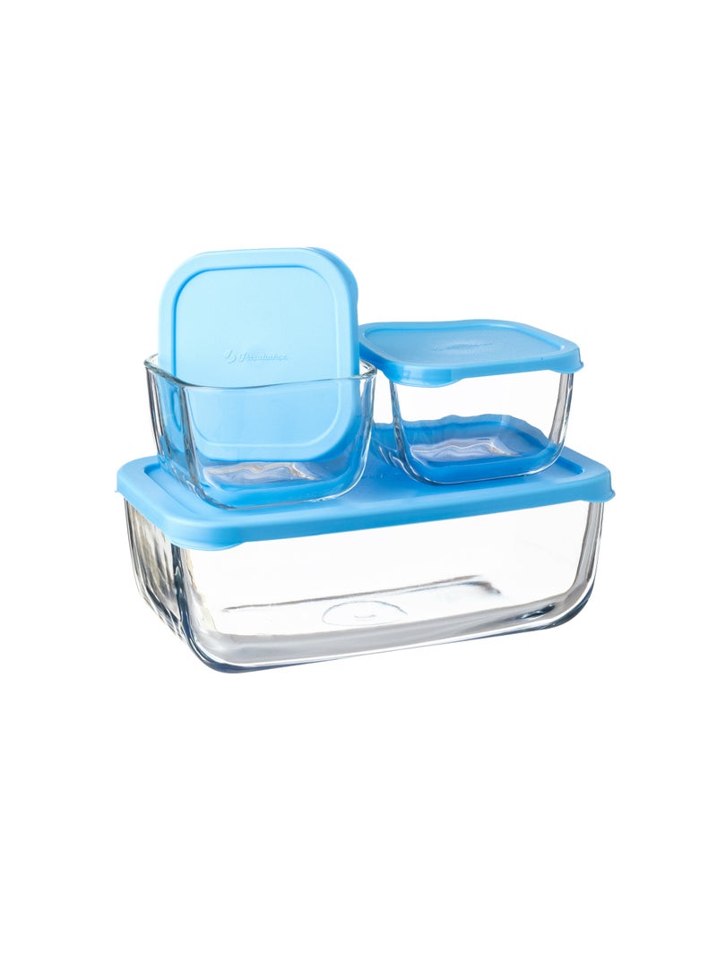 طقم حافظات طعام زجاج و غطاء بلاستيك 3 قطع مختلفة - Image 4