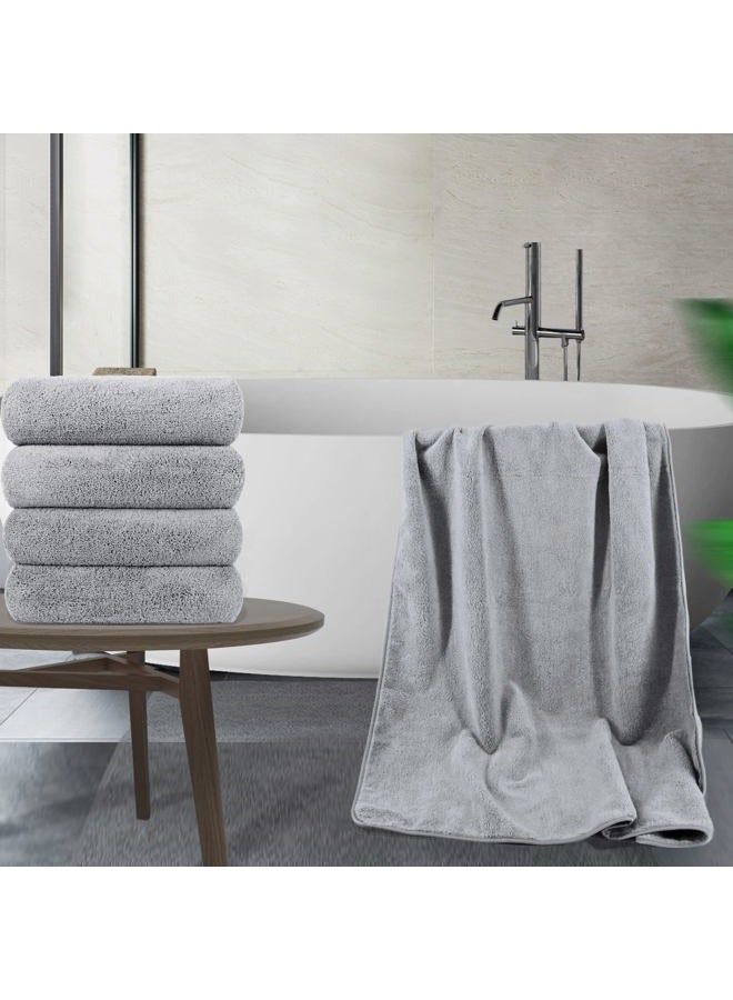 Polyte Microfiber Quick Dry Lint Free Bath Towel, 57 x 30 in, Pack of 4 (Gray) - Image 5