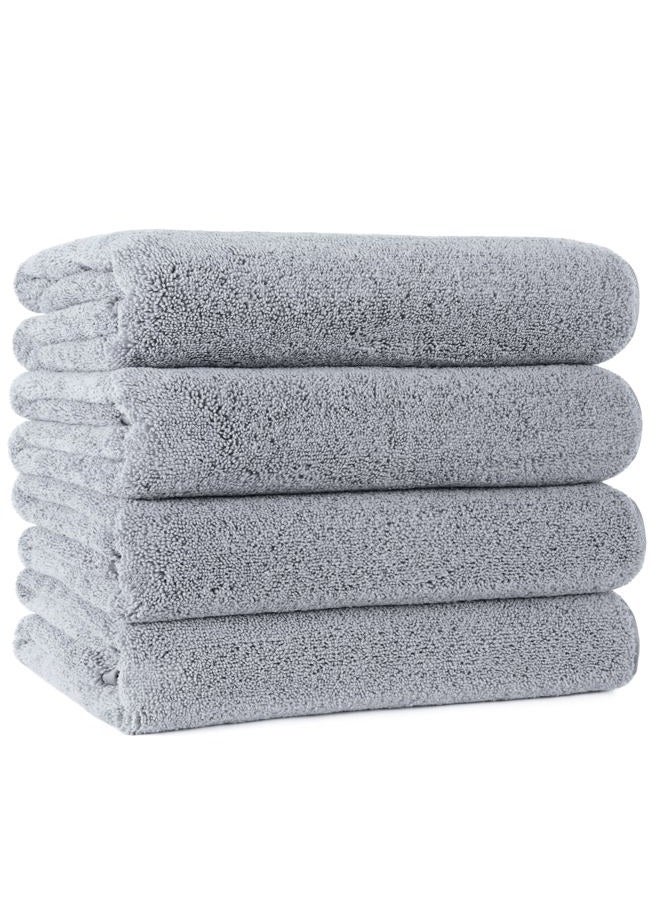 Polyte Microfiber Quick Dry Lint Free Bath Towel, 57 x 30 in, Pack of 4 (Gray) - Image 1