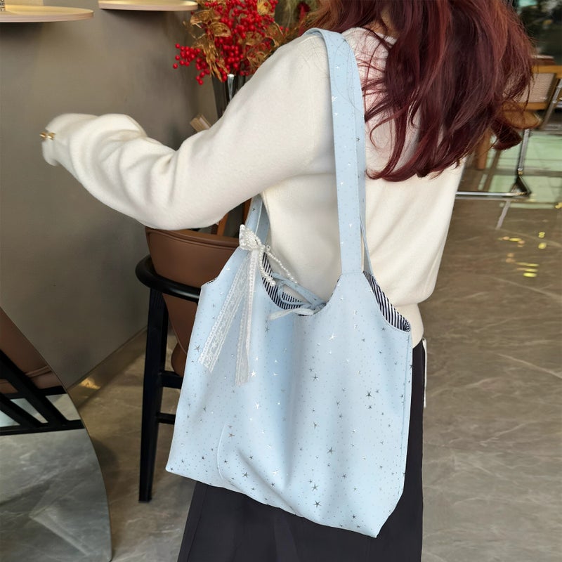 Star Print Canvas Tote Bag - Image 3
