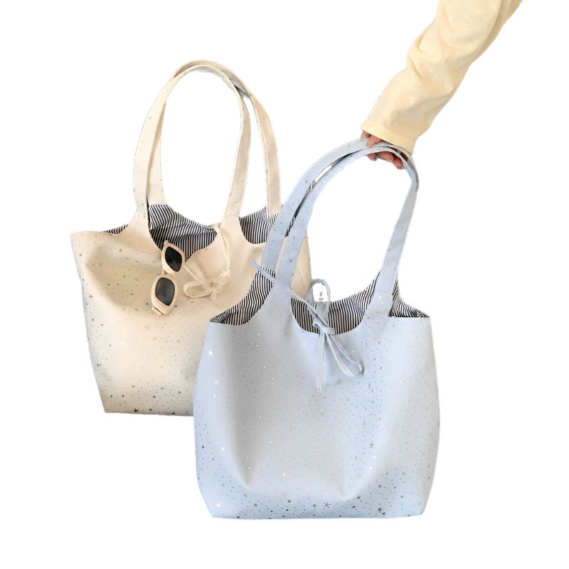 Star Print Canvas Tote Bag - Image 5