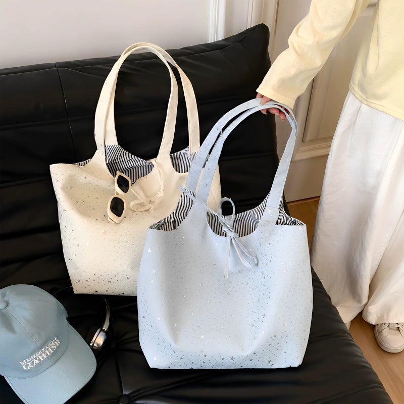Star Print Canvas Tote Bag - Image 1