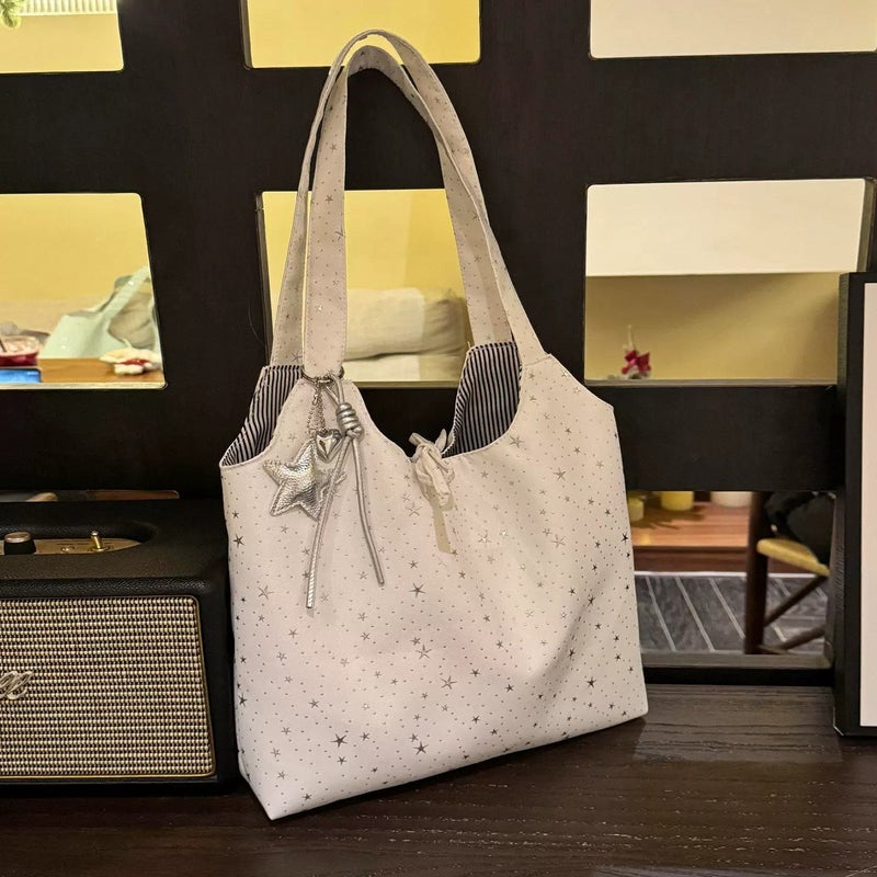 Star Print Canvas Tote Bag - Image 4