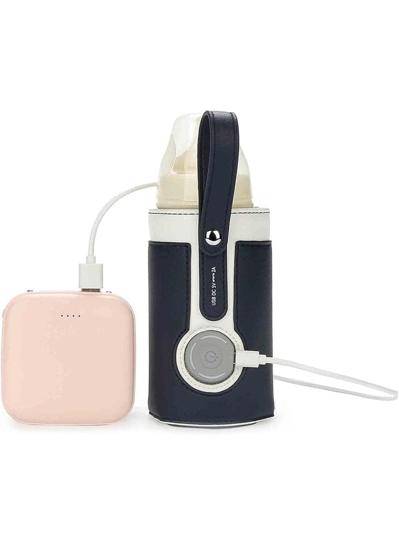 SOLARAE سخان زجاجة محمول، مع 3 تحكم في درجة الحرارة، حقيبة غطاء زجاجة حليب معزولة ذكية للسفر، سخان زجاجة أطفال USB لحليب الثدي أو الحليب الصناعي للسفر وأنشطة خارجية أخرى - Image 1